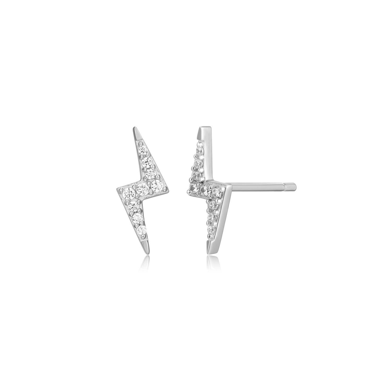 Lightning Stud Earrings in Rhodium-Plated Sterling Silver | M by Monte Luna
