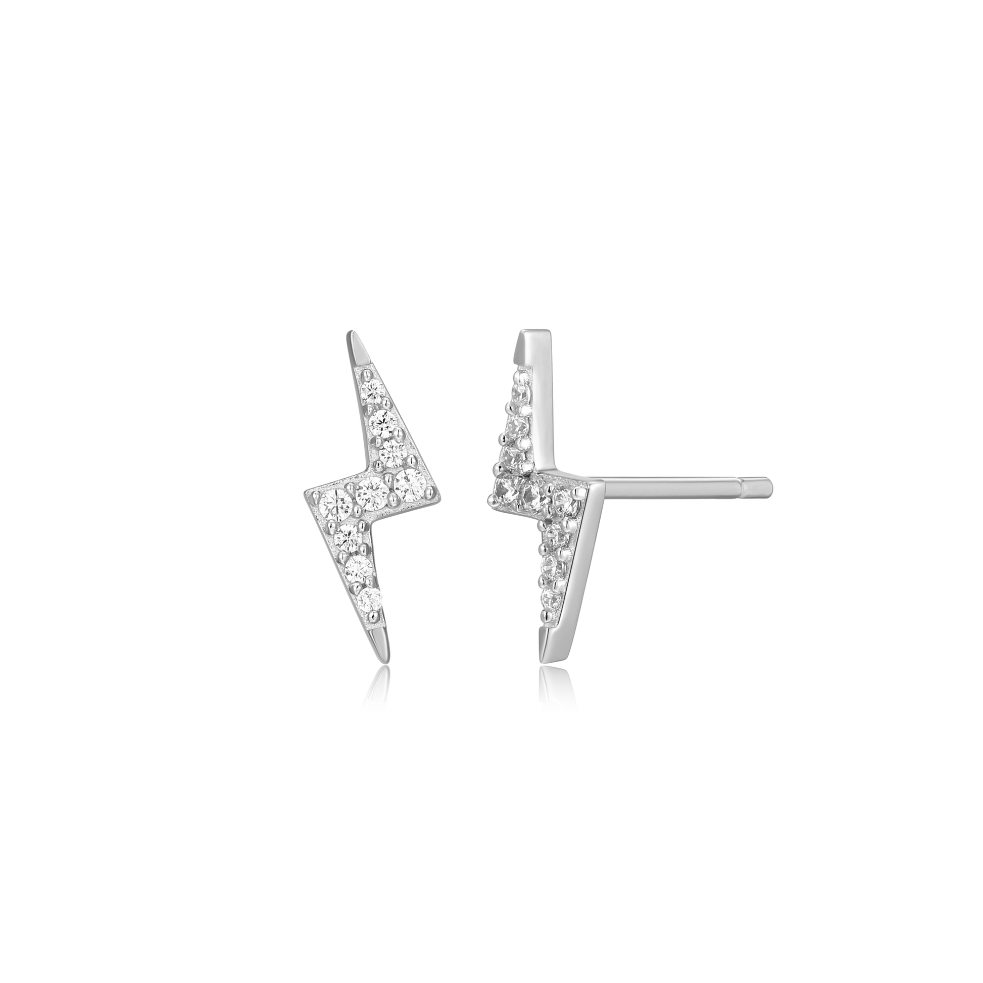 Lightning Stud Earrings in Rhodium-Plated Sterling Silver | M by Monte Luna