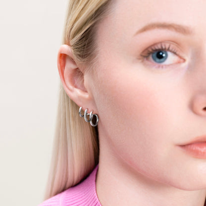 Multi-Hoop Claw Stud Earrings in Rhodium-Plated Sterling Silver | M by Monte Luna