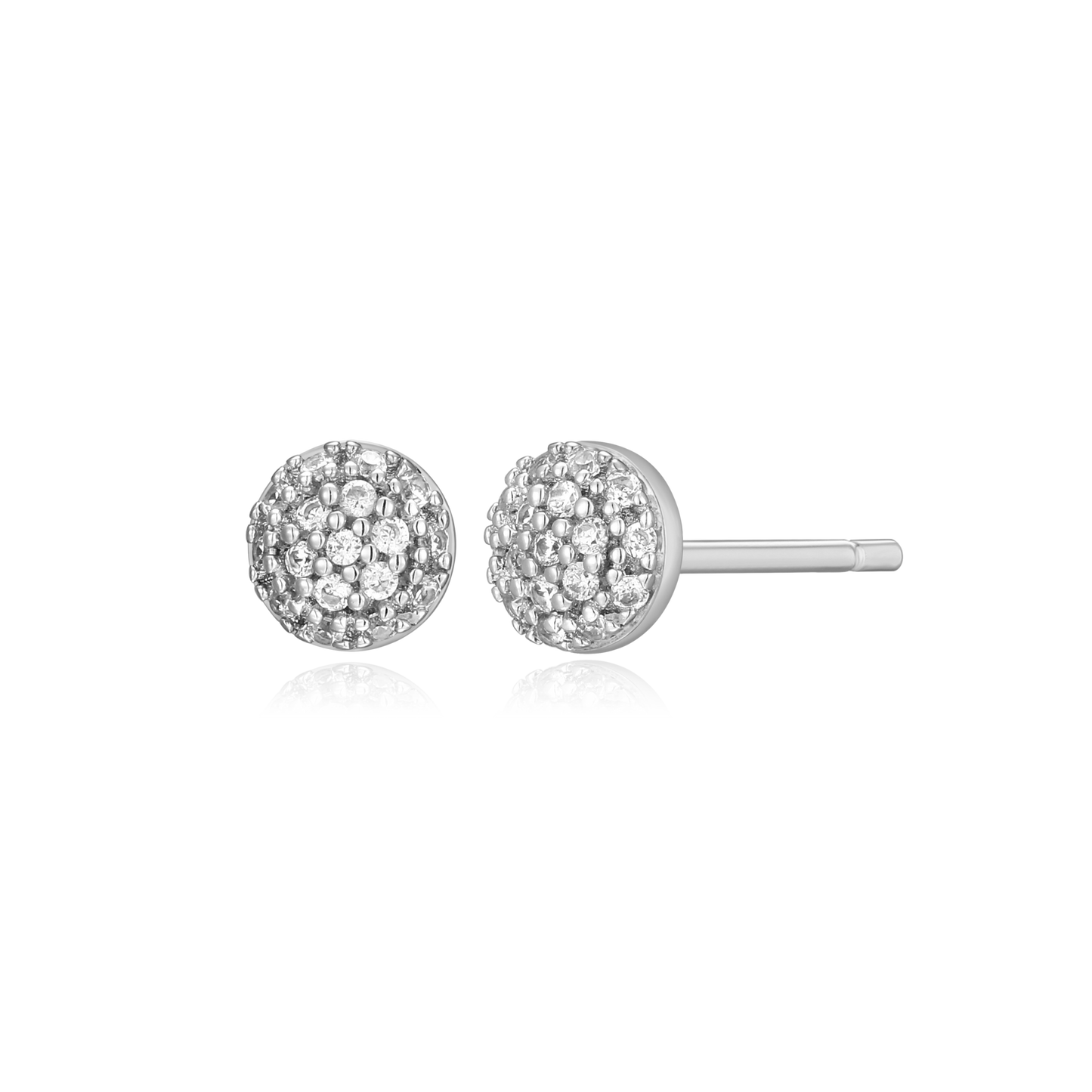 Round Cluster Stud Earrings in Rhodium-Plated Sterling Silver | M by Monte Luna