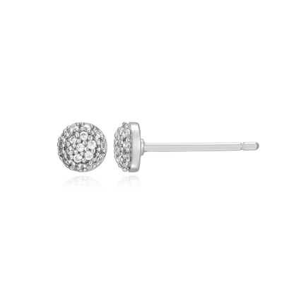 Round Cluster Stud Earrings in Rhodium-Plated Sterling Silver | M by Monte Luna