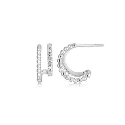 Rope Multi-Hoop Stud Earrings in Rhodium-Plated Sterling Silver | M by Monte Luna