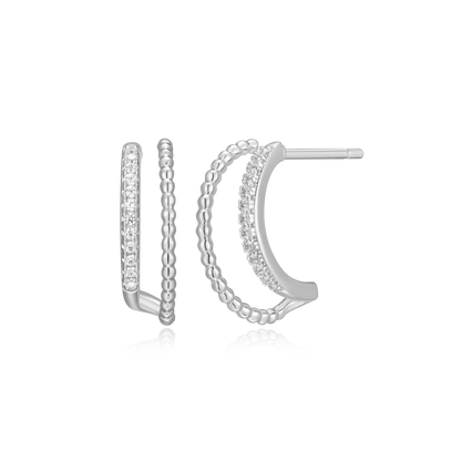 Rope Multi-Hoop Stud Earrings in Rhodium-Plated Sterling Silver | M by Monte Luna