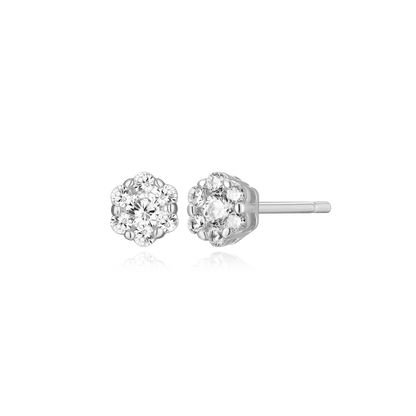 Hex Cluster Lab-Created Diamond Stud Earrings in Rhodium-Plated Sterling Silver | M by Monte Luna