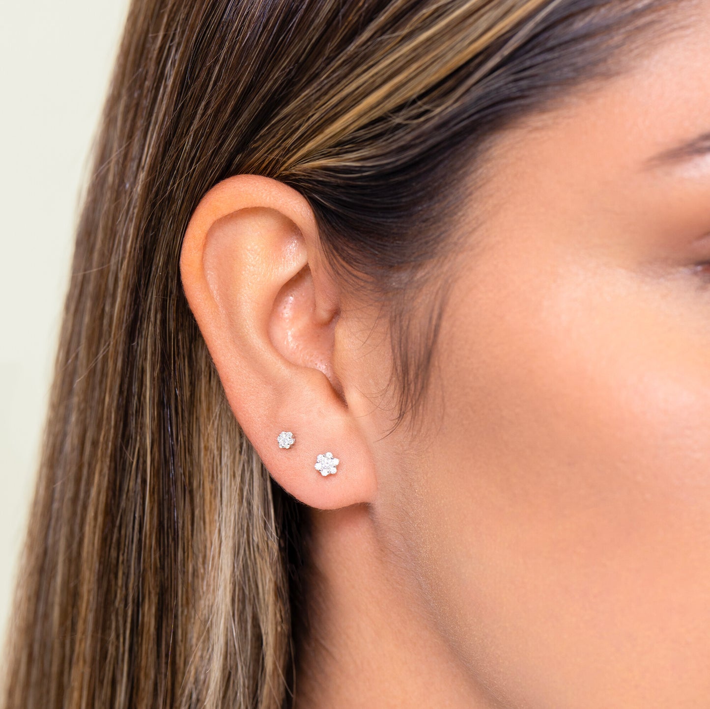 Hex Cluster Lab-Created Diamond Stud Earrings in Rhodium-Plated Sterling Silver | M by Monte Luna