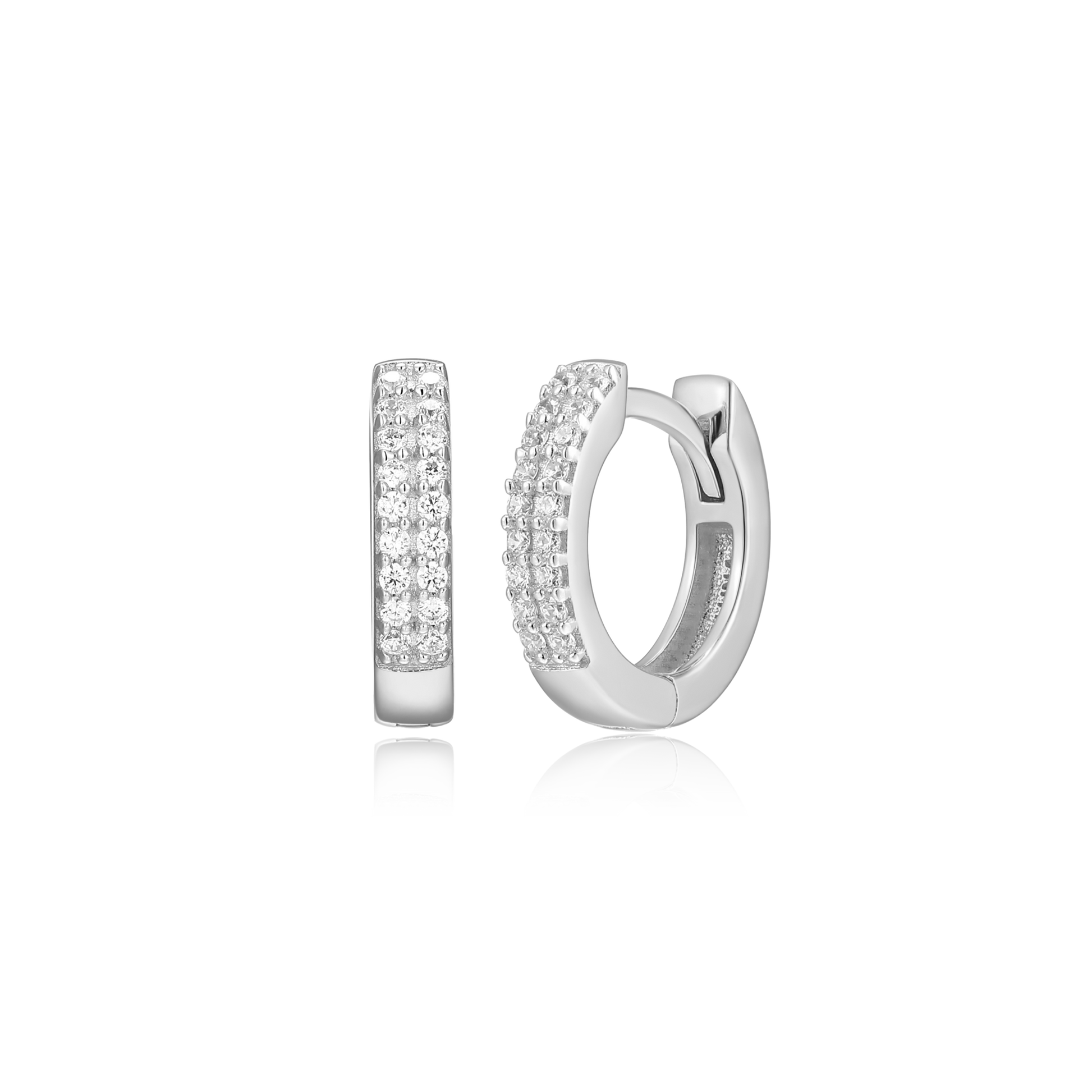 Petite Double Row Hoop Earrings in Rhodium-Plated Sterling Silver | M by Monte Luna