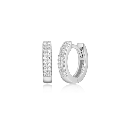 Petite Double Row Hoop Earrings in Rhodium-Plated Sterling Silver | M by Monte Luna