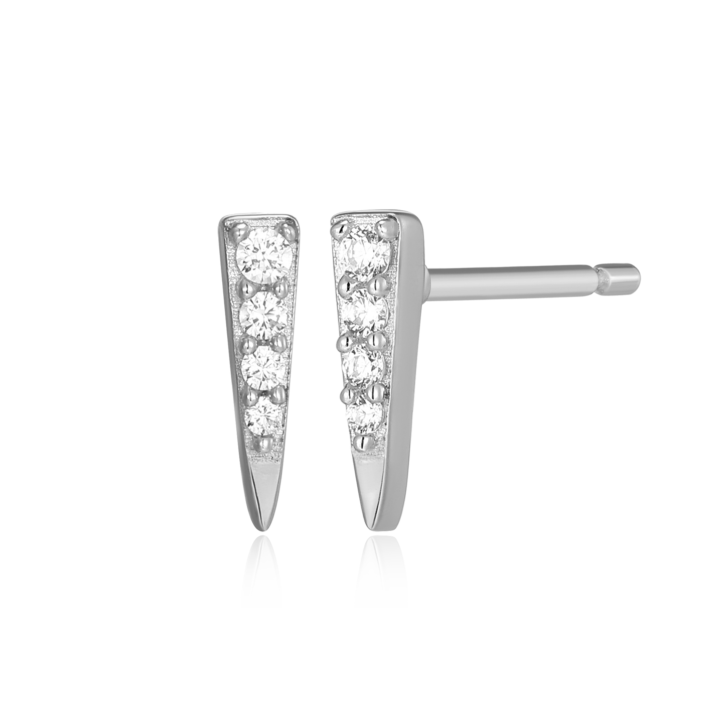 Pave Dagger Lab-Created Diamond Stud Earrings in Rhodium-Plated Sterling Silver | M by Monte Luna