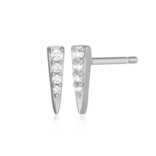 Pave Dagger Lab-Created Diamond Stud Earrings in Rhodium-Plated Sterling Silver | M by Monte Luna