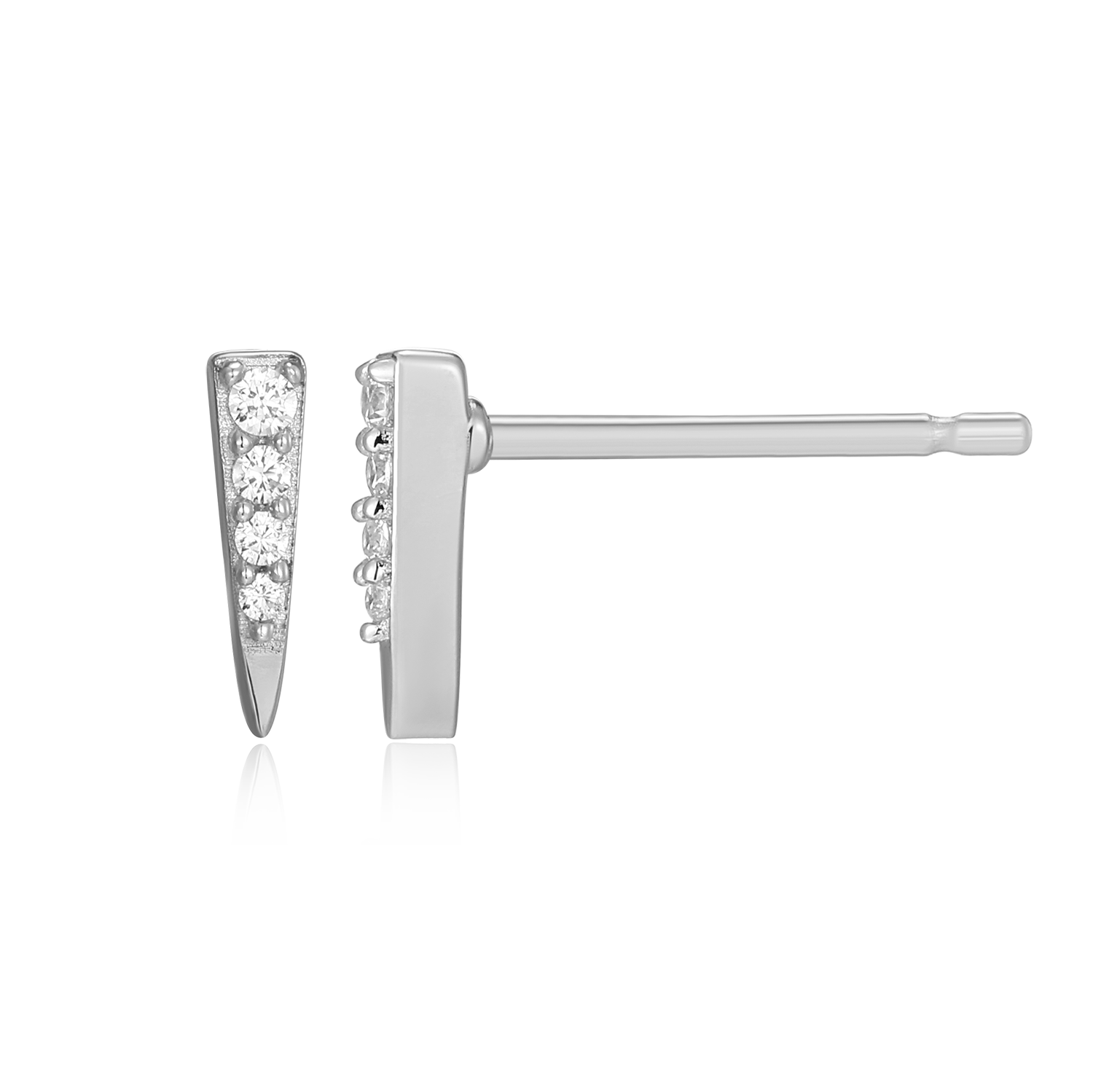 Pave Dagger Lab-Created Diamond Stud Earrings in Rhodium-Plated Sterling Silver | M by Monte Luna