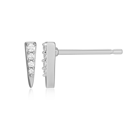 Pave Dagger Lab-Created Diamond Stud Earrings in Rhodium-Plated Sterling Silver | M by Monte Luna