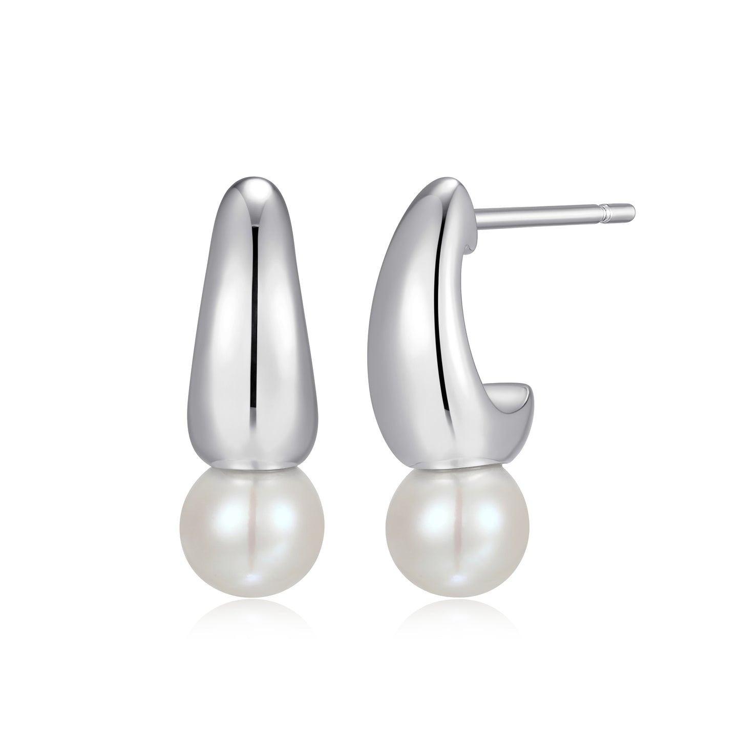 RE0207W - Freshwater Pearl J-Huggie Earrings | reign