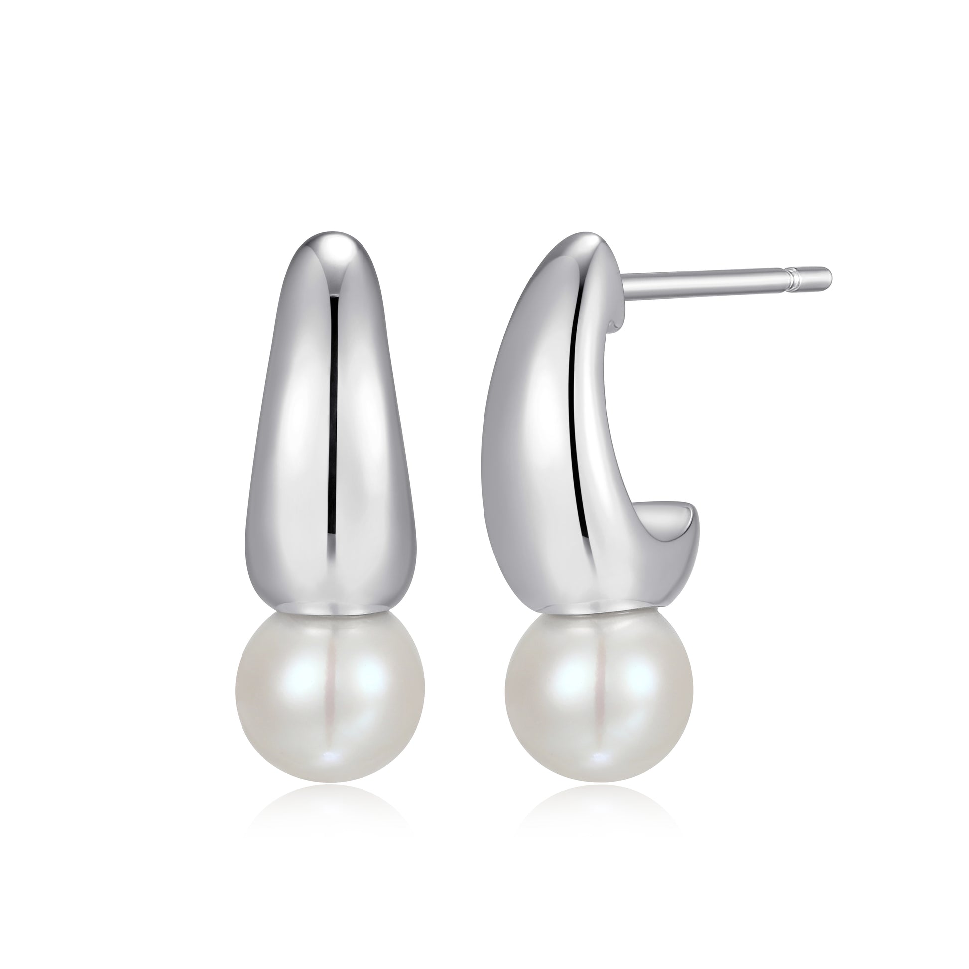 RE0207W - Freshwater Pearl J-Huggie Earrings | reign