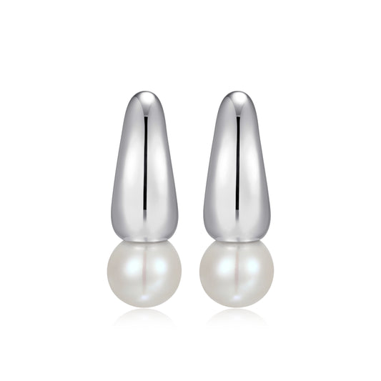 RE0207W - Freshwater Pearl J-Huggie Earrings | reign