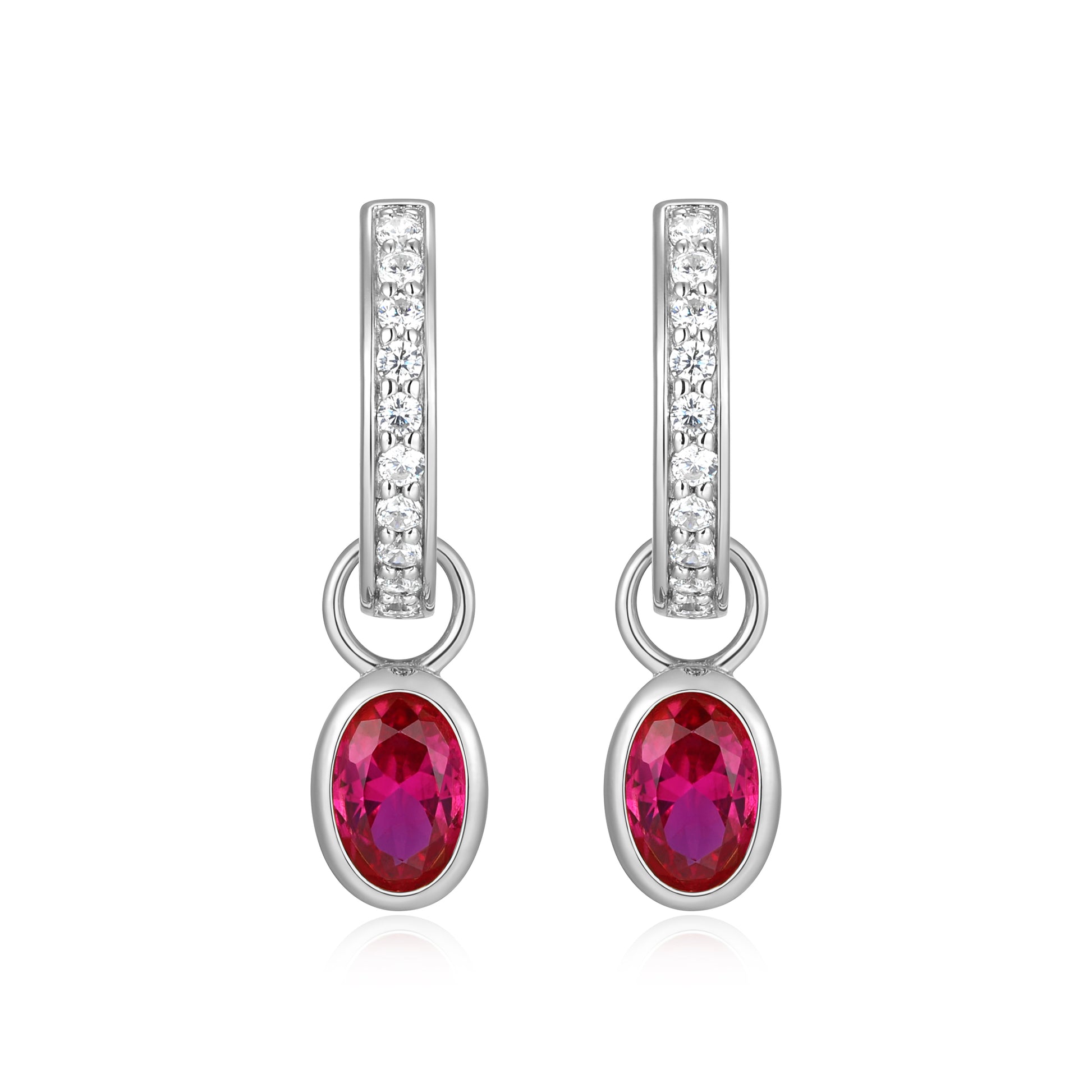 BE0227W - July Birthstone Charm Huggie Earrings | m by monte luna