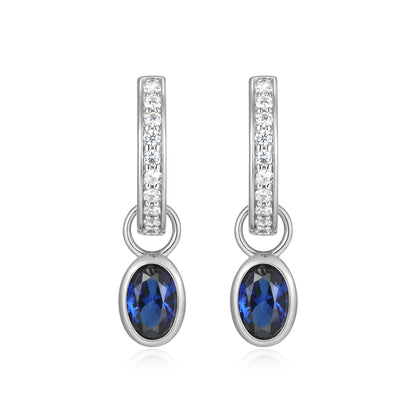 BE0229W - September Birthstone Charm Huggie Earrings | m by monte luna