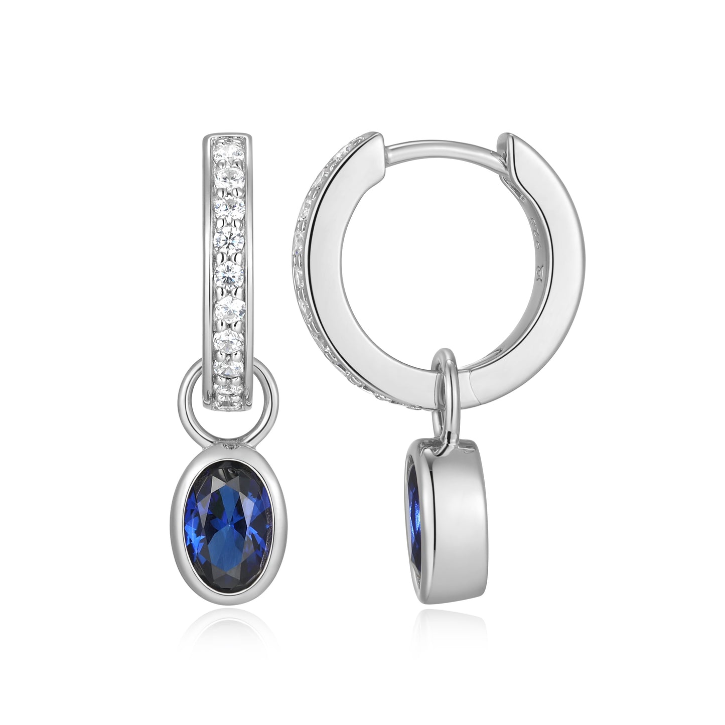 BE0229W - September Birthstone Charm Huggie Earrings | m by monte luna