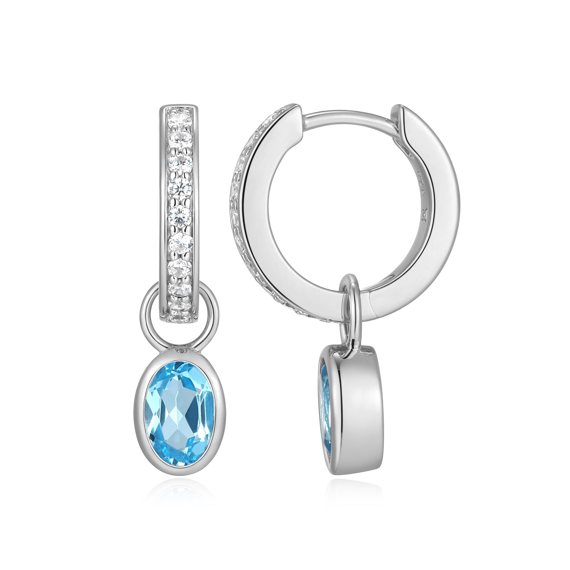 BE0223W - December Birthstone Charm Huggie Earrings | m by monte luna