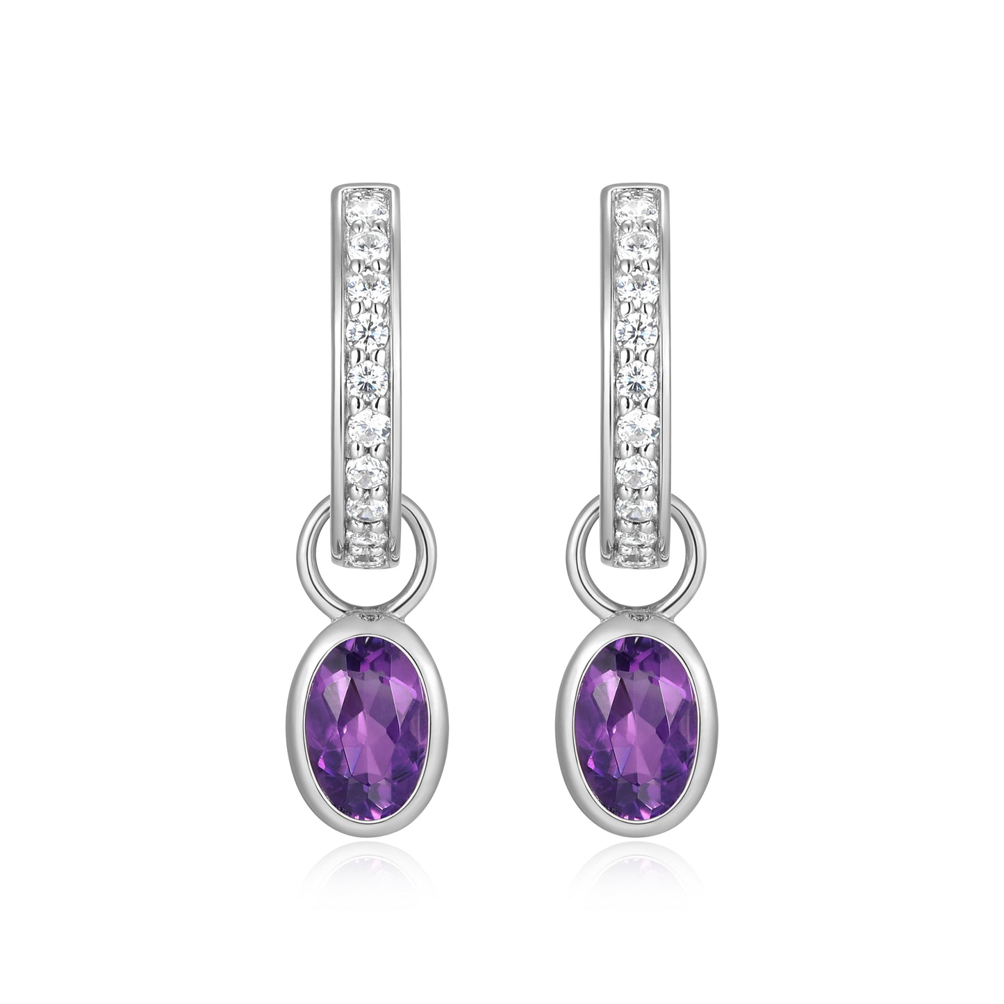BE0222W - February Birthstone Charm Huggie Earrings | m by monte luna