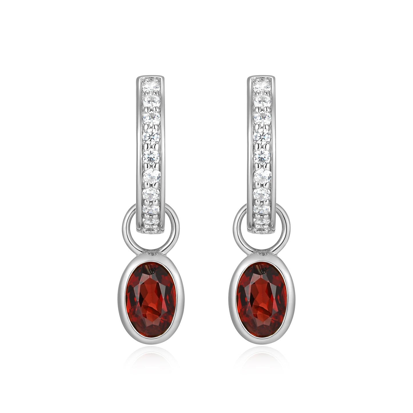 BE0221W - January Birthstone Charm Huggie Earrings | m by monte luna