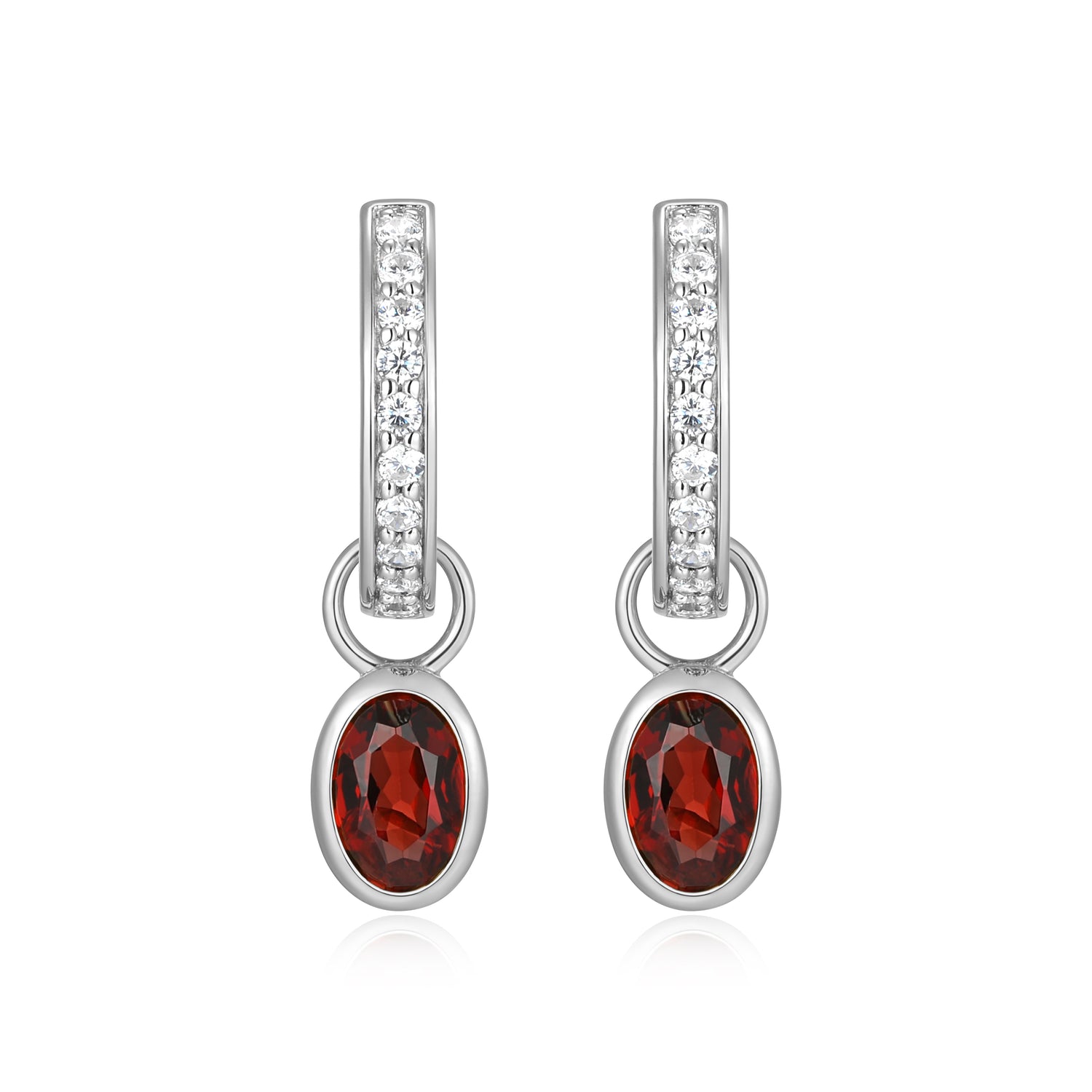 BE0221W - January Birthstone Charm Huggie Earrings | m by monte luna