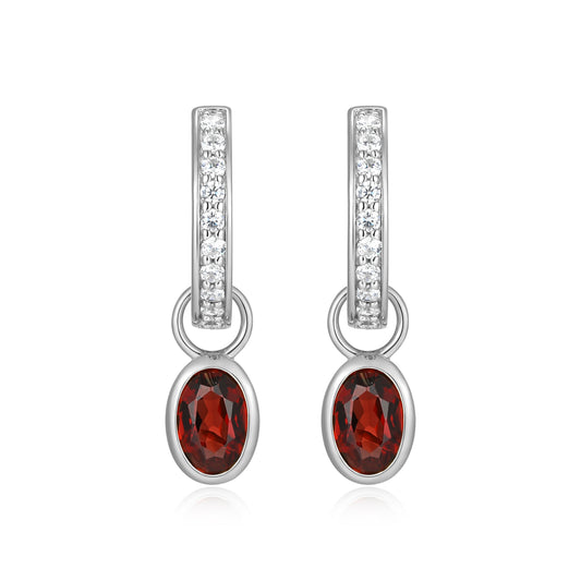 BE0221W - January Birthstone Charm Huggie Earrings | m by monte luna