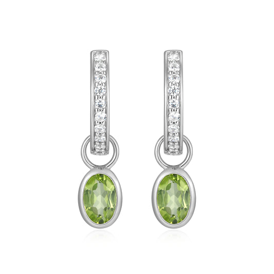 BE0228W - August Birthstone Charm Huggie Earrings | m by monte luna