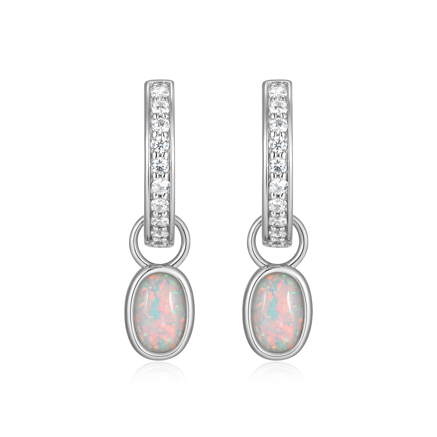 BE0230W - October Birthstone Charm Huggie Earrings | m by monte luna