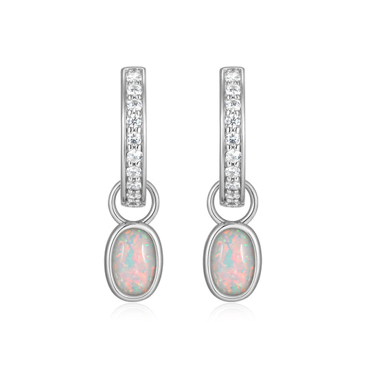 BE0230W - October Birthstone Charm Huggie Earrings | m by monte luna