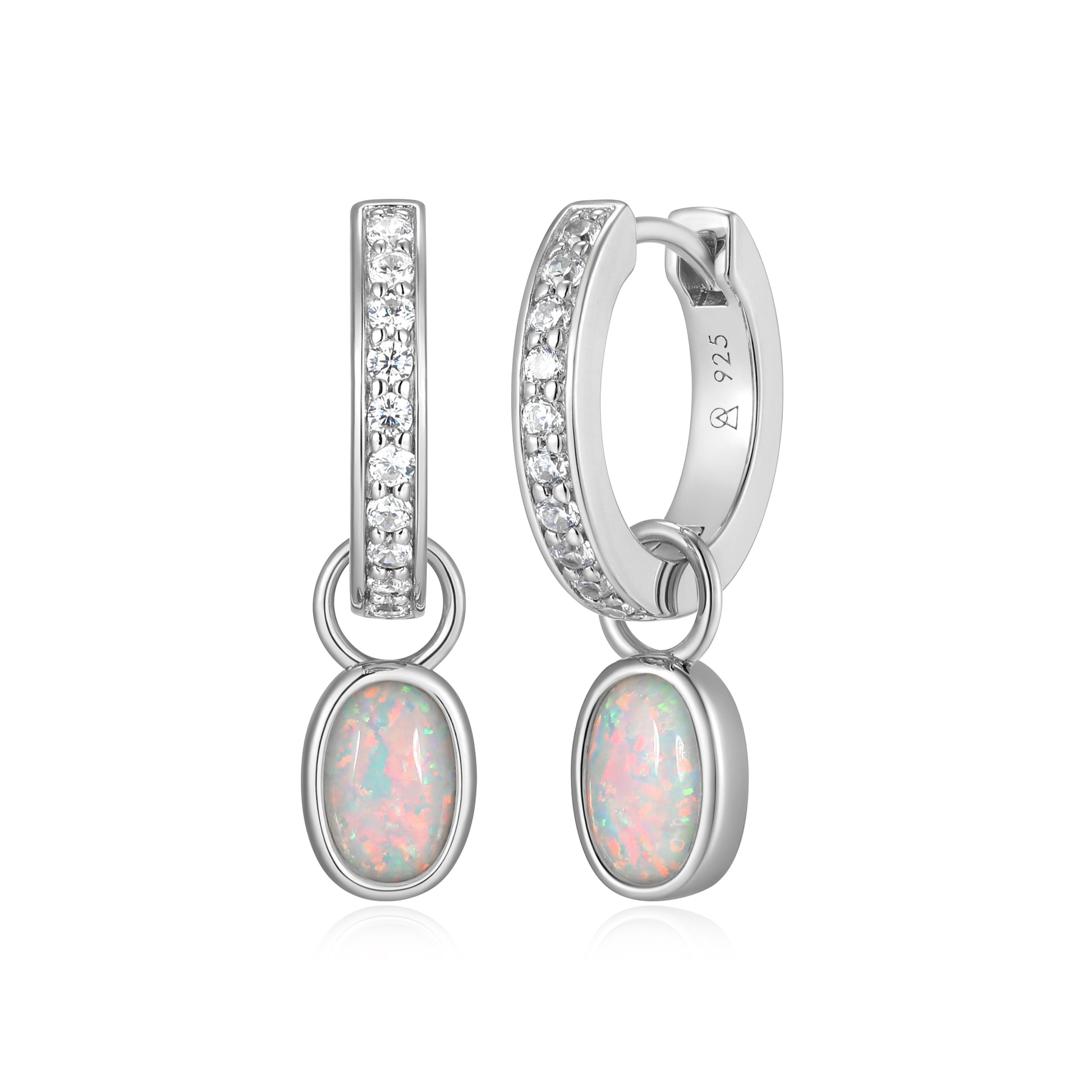 BE0230W - October Birthstone Charm Huggie Earrings | m by monte luna