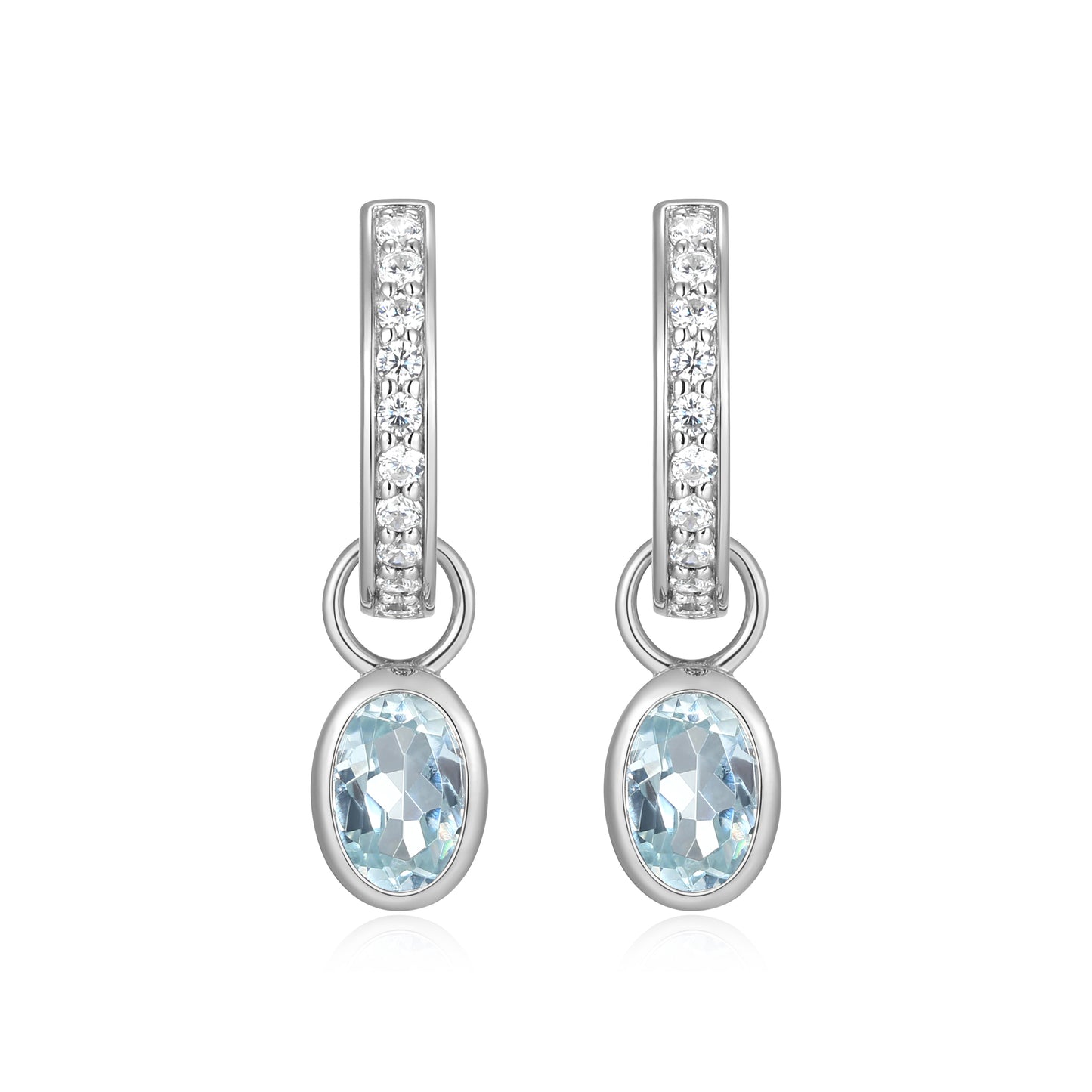 BE0232W - March Birthstone Charm Huggie Earrings | m by monte luna