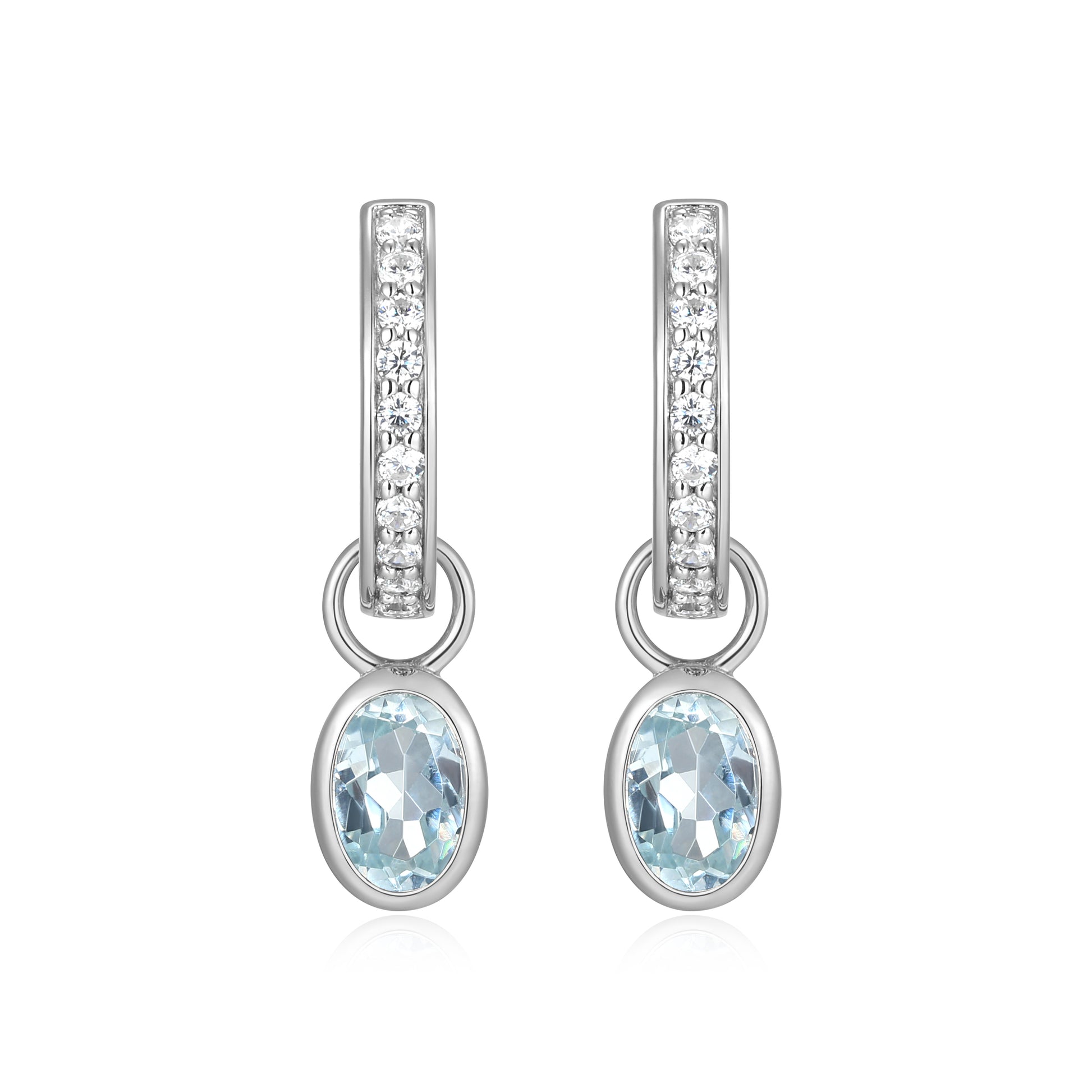BE0232W - March Birthstone Charm Huggie Earrings | m by monte luna