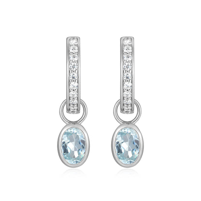 BE0232W - March Birthstone Charm Huggie Earrings | m by monte luna