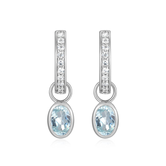 BE0232W - March Birthstone Charm Huggie Earrings | m by monte luna