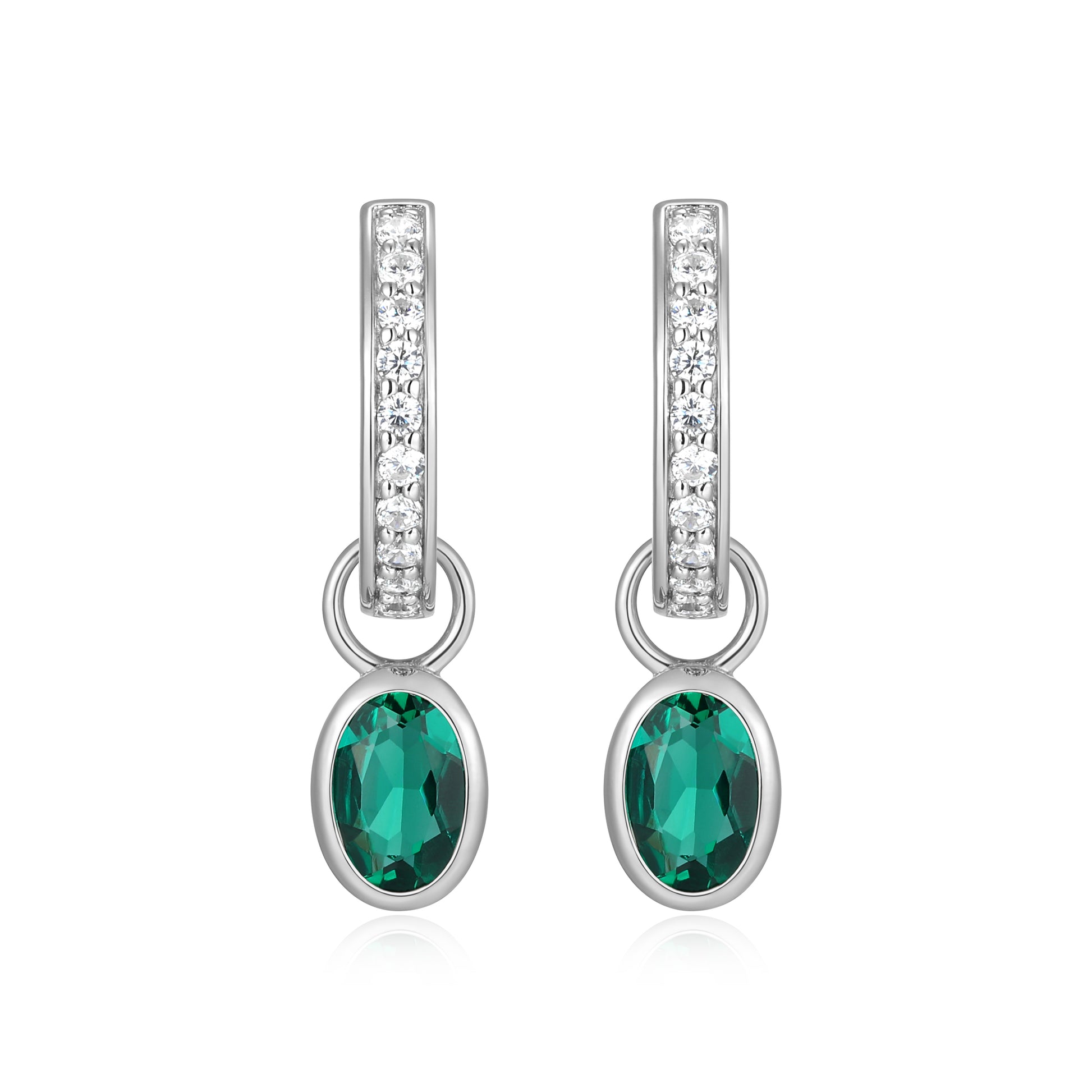 BE0225W - May Birthstone Charm Huggie Earrings | m by monte luna