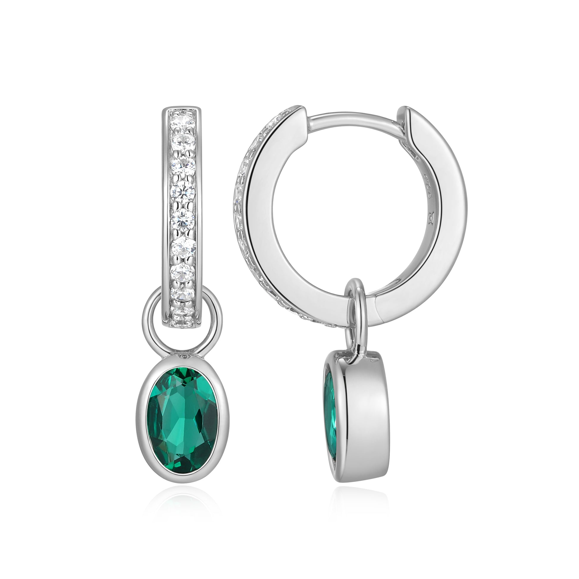 BE0225W - May Birthstone Charm Huggie Earrings | m by monte luna