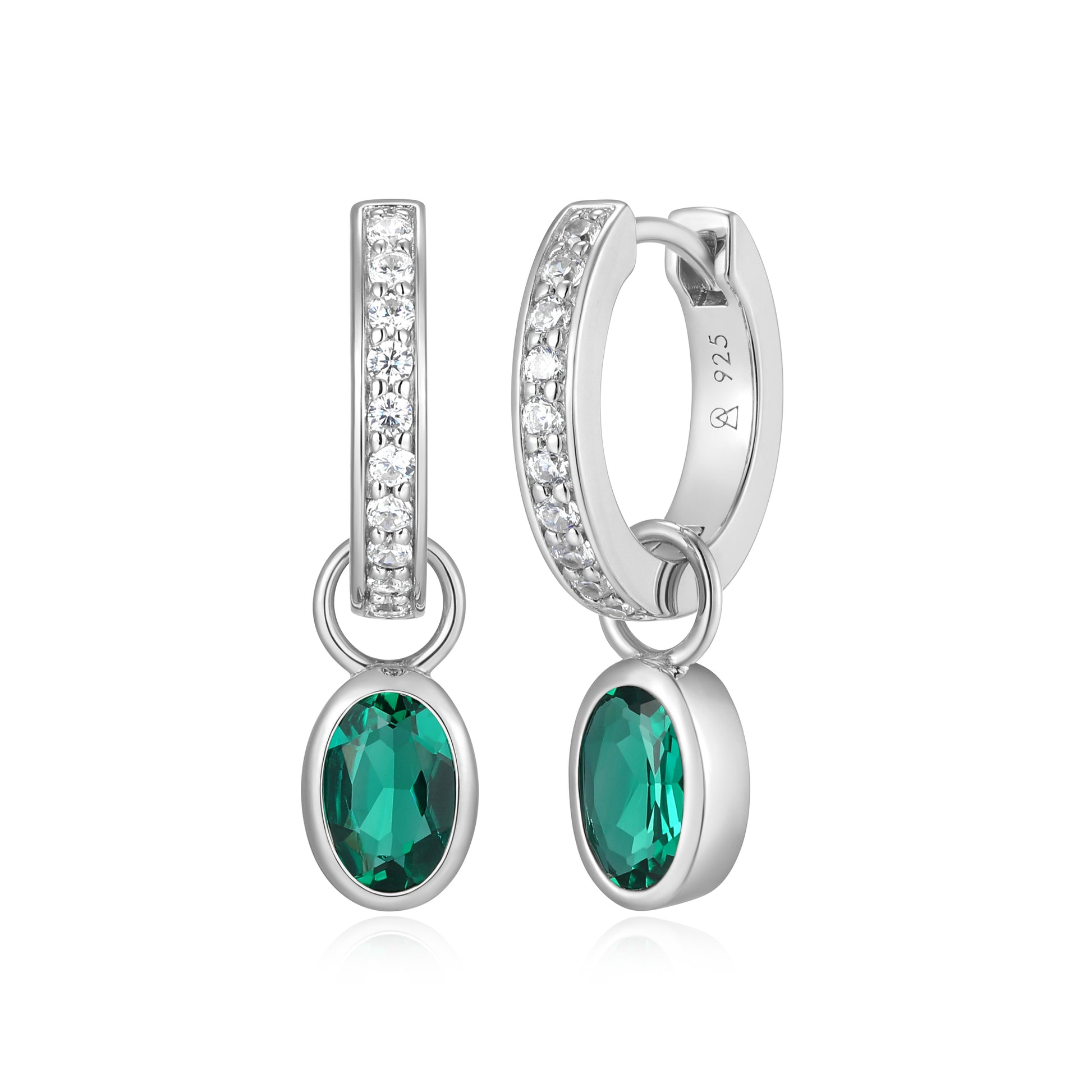 BE0225W - May Birthstone Charm Huggie Earrings | m by monte luna