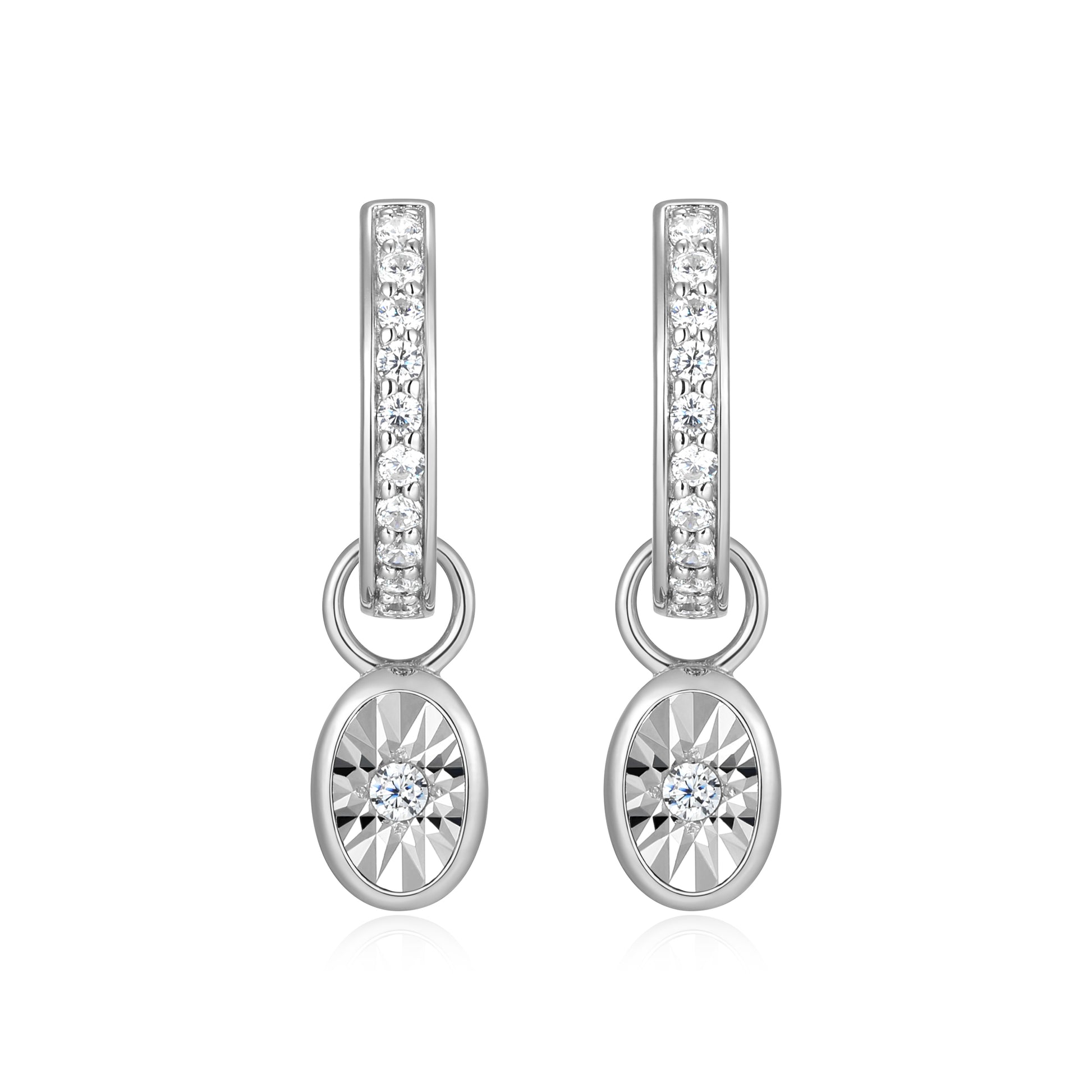 BE0224W - April Birthstone Charm Huggie Earrings | m by monte luna
