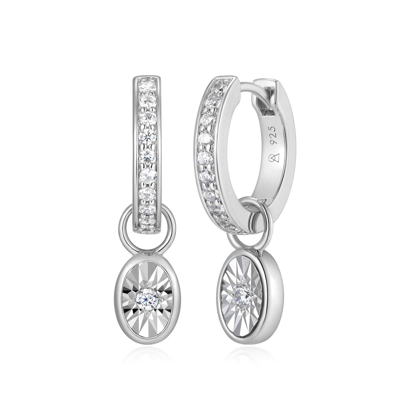 BE0224W - April Birthstone Charm Huggie Earrings | m by monte luna