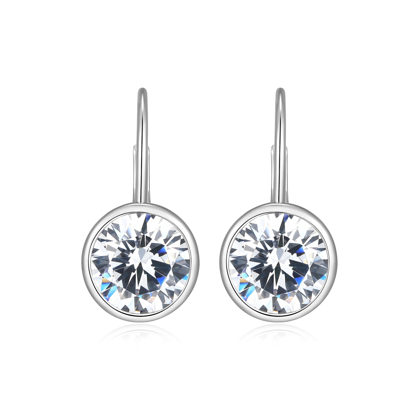 RE0182W - Round-Cut CZ Leverback Earrings | reign