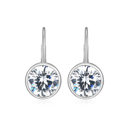 RE0182W - Round-Cut CZ Leverback Earrings | reign