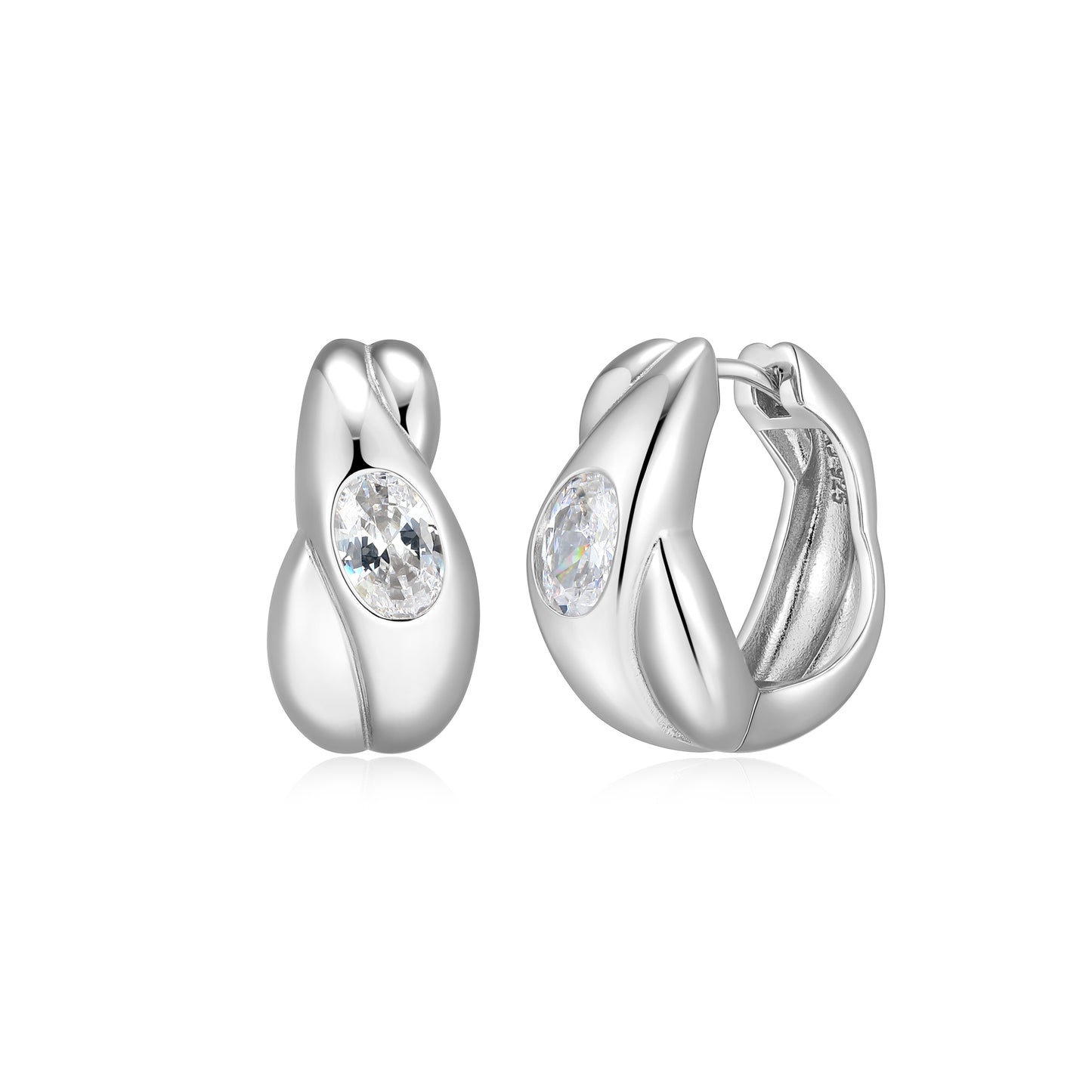RE0236W - Tapered Crossover Huggie Hoop Earrings | reign