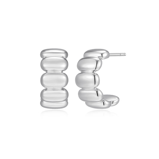 RE0191W - Domed J-Hoop Earrings | reign