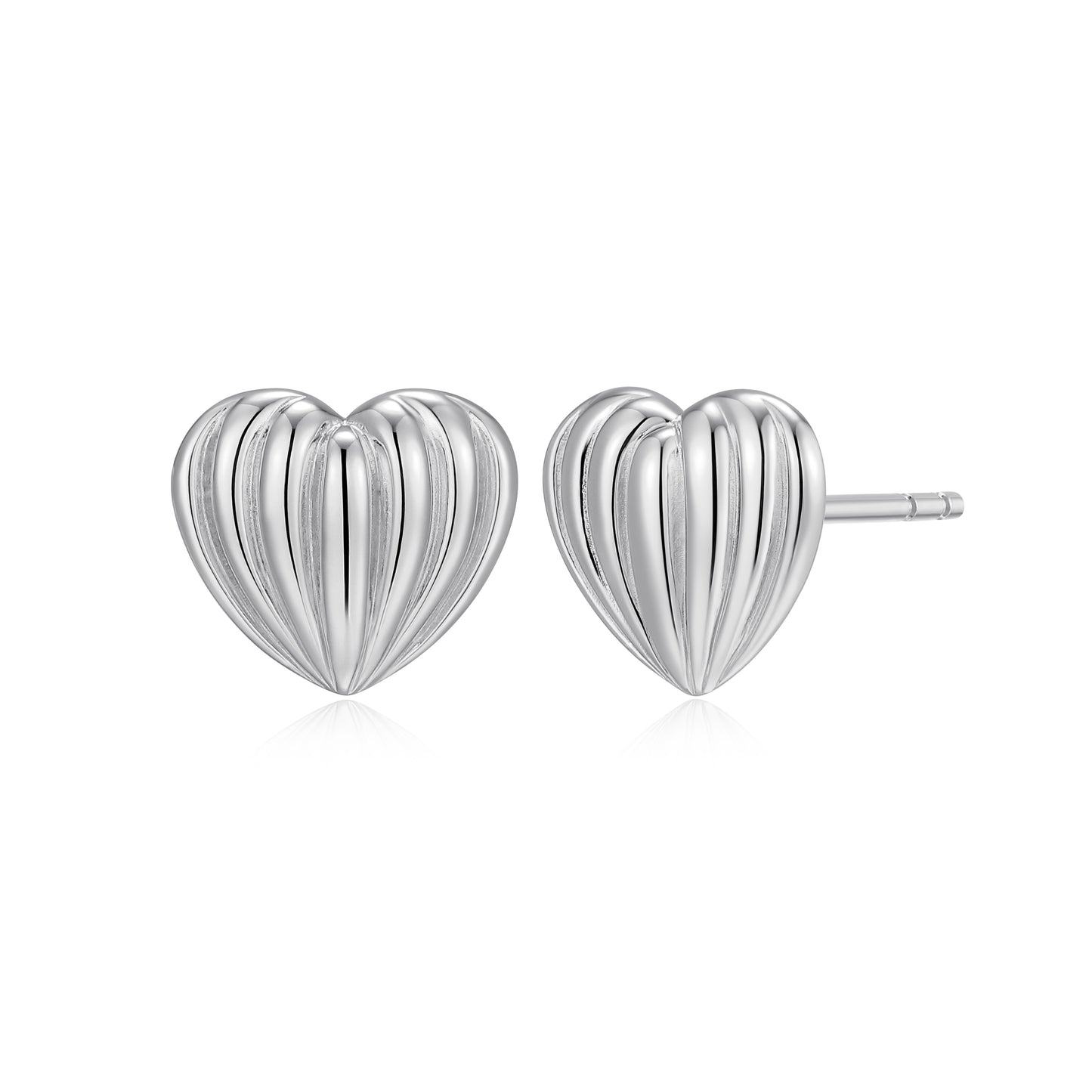 RE0199W - Ridged Heart Stud Earrings | reign