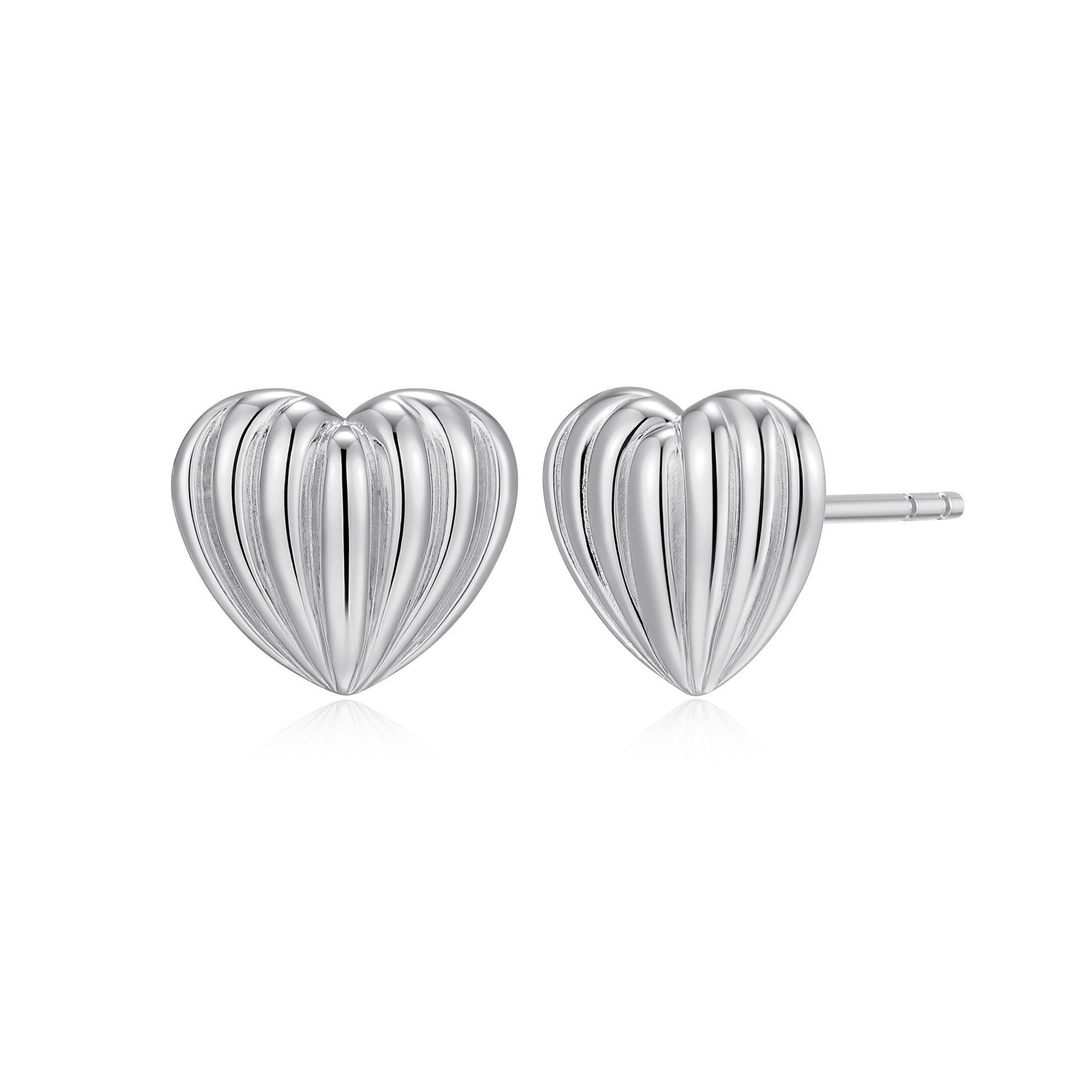 RE0199W - Ridged Heart Stud Earrings | reign