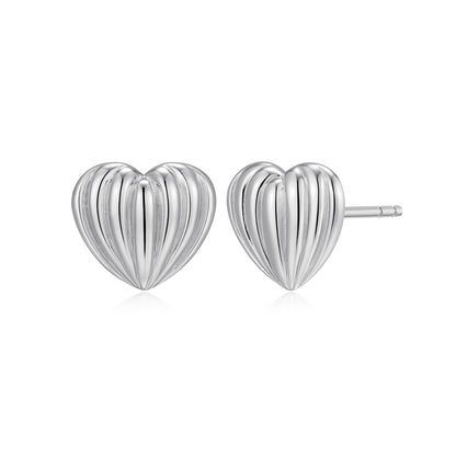 RE0199W - Ridged Heart Stud Earrings | reign