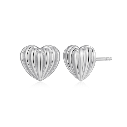 RE0199W - Ridged Heart Stud Earrings | reign