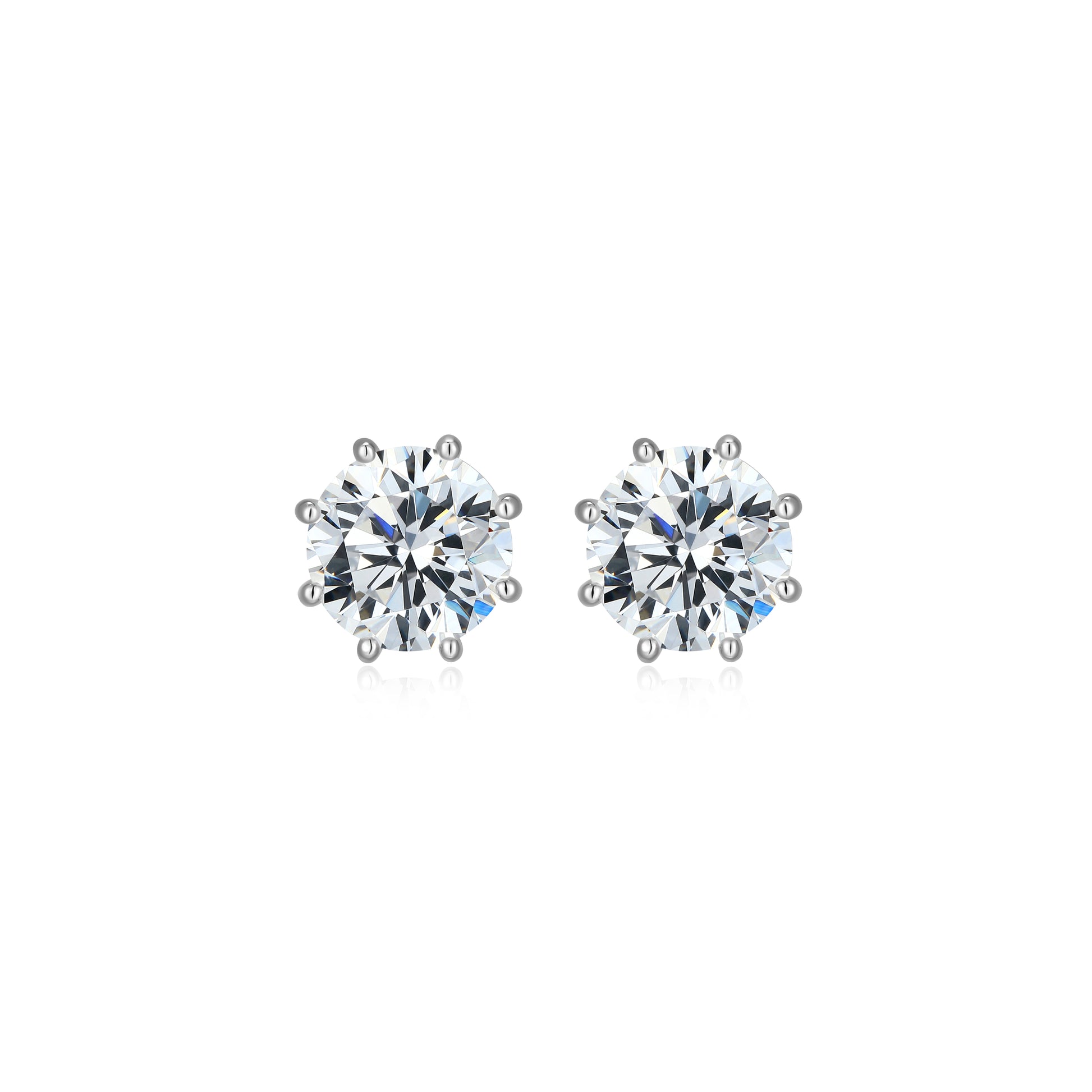 RE0187W - 8-Prong Round-Cut CZ Stud Earrings | reign