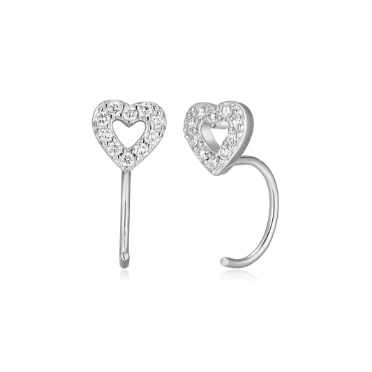 BE0315W - Pavé Heart Curved Post Earrings | m by monte luna