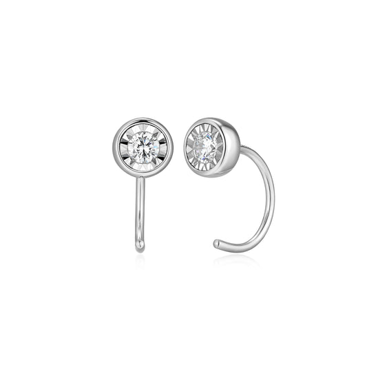 BE0314W - Round Bezel Curved Post Earrings | m by monte luna